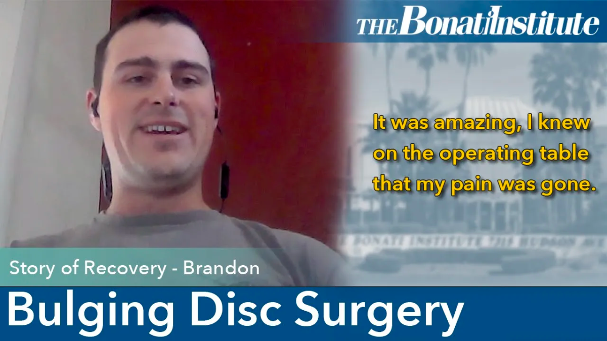 Bulging Disc Surgery Patient StoryBrandon Bonati Spine Institute