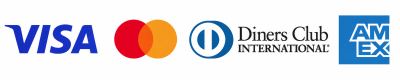 Visa, Mastercard, Diners Club Internation, and American Express Credit Card Logos